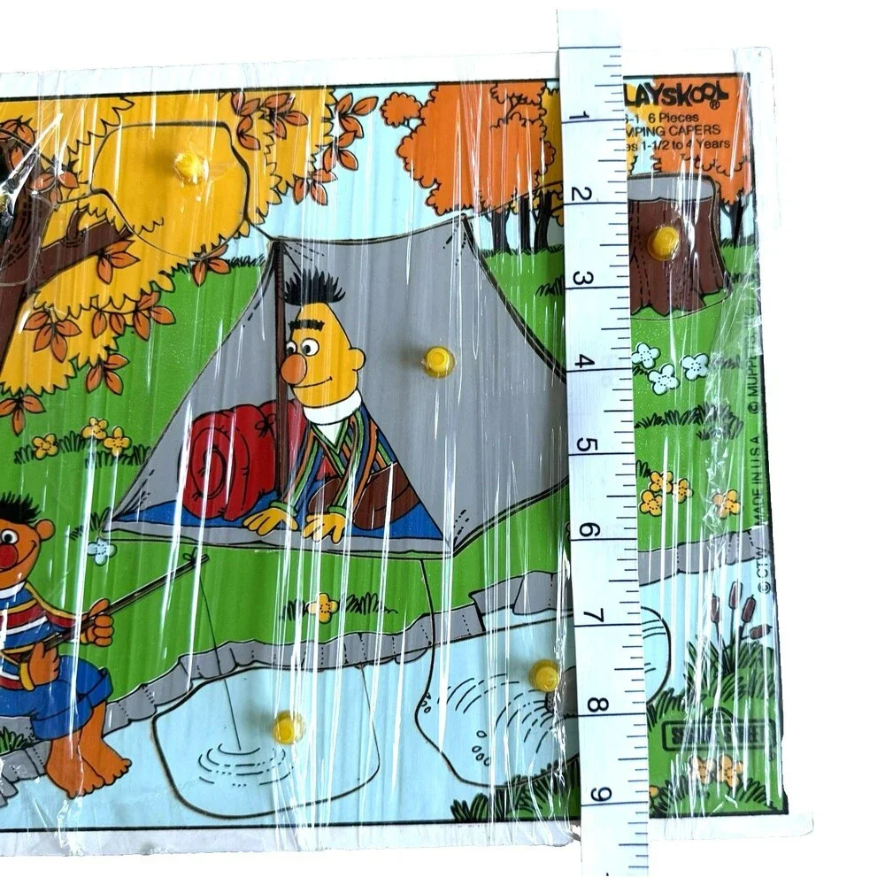 Vintage 1980s Playskool Sesame Street Camping Capers Bert and Ernie Board Puzzle